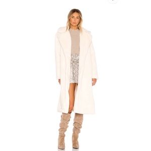 Apparis Mona Faux Fur Robe Coat in Ivory